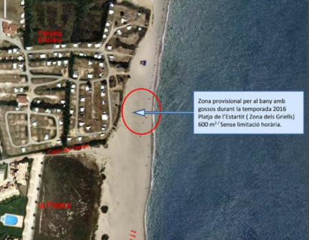 Zona canina en Playa Els Griells en l'Estartit